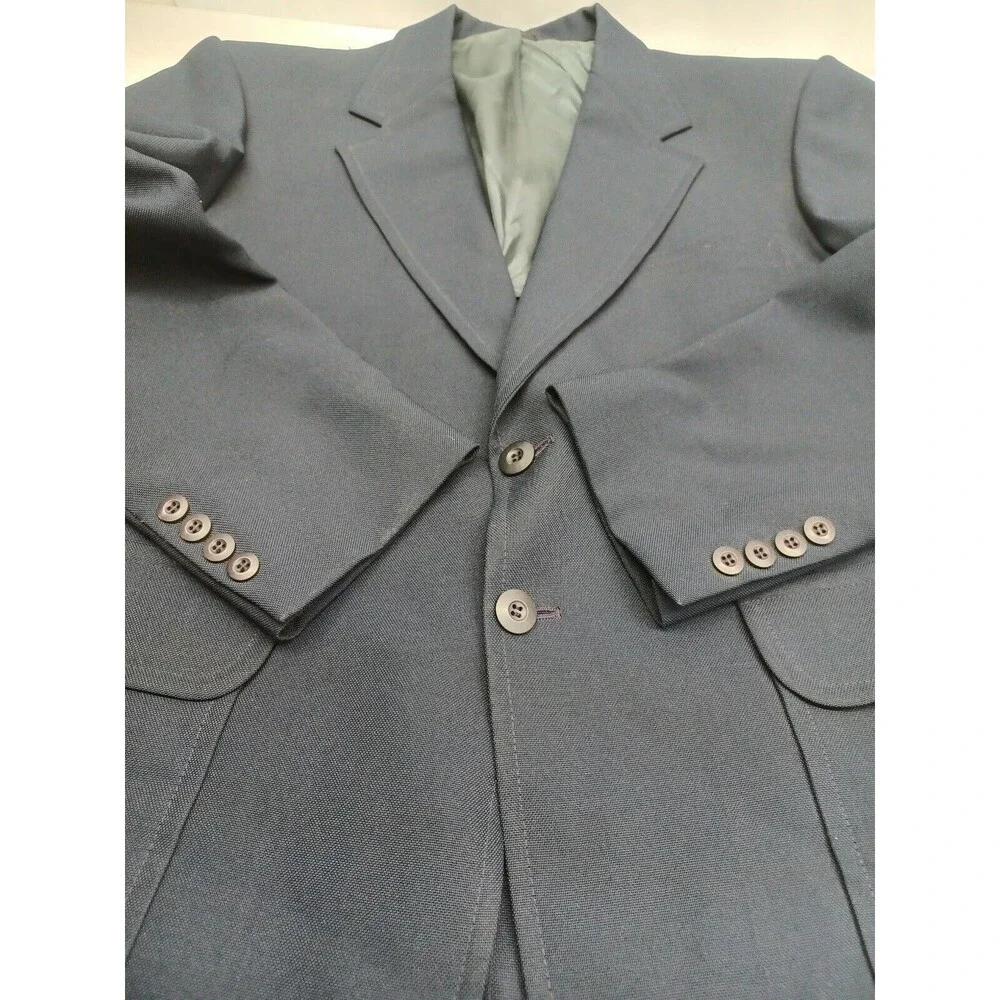 Vtg JC Penney Quad Mens Navyblue Sport Coat Blazer Jacket 2 button 46